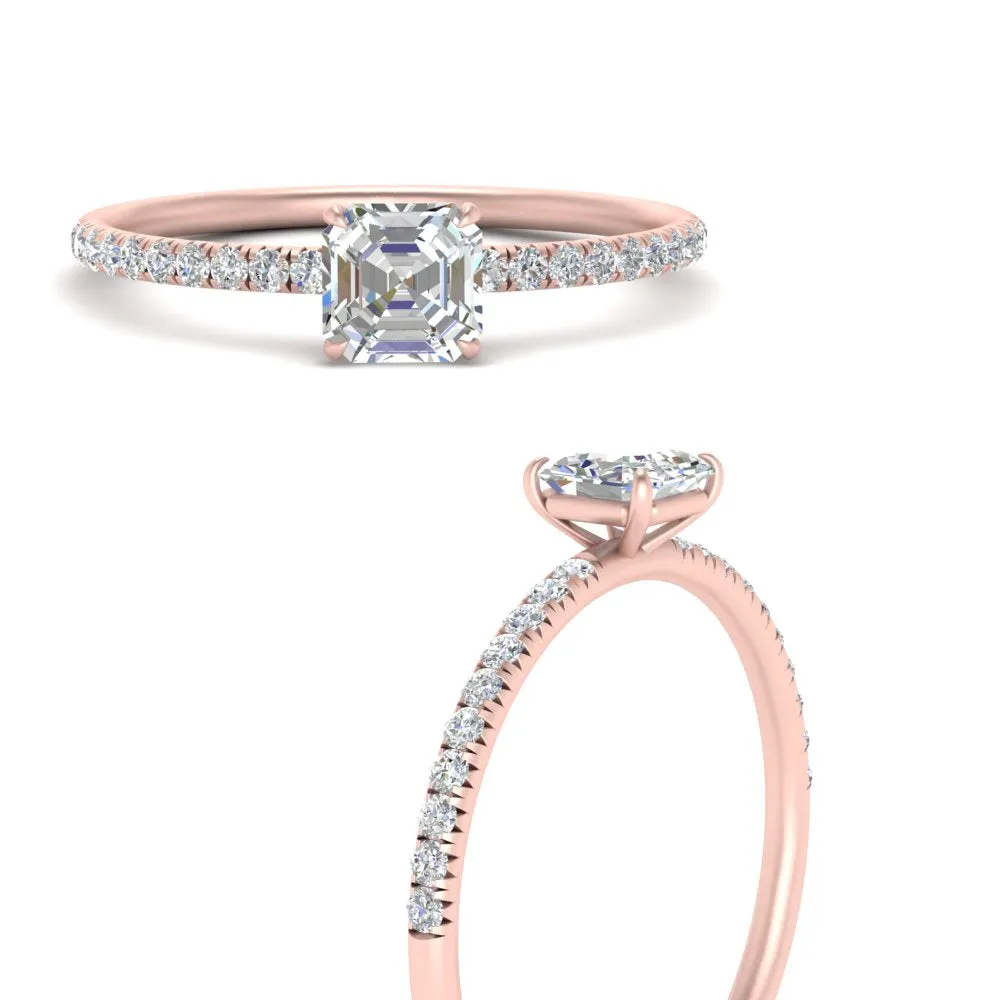 0.50- 5 Carat Lab Grown Petite Pave Engagement Ring IGI Certified 14K Gold
