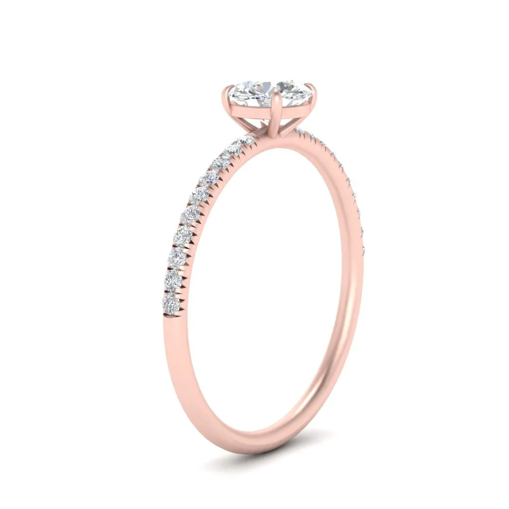 0.50- 5 Carat Lab Grown Petite Pave Engagement Ring IGI Certified 14K Gold