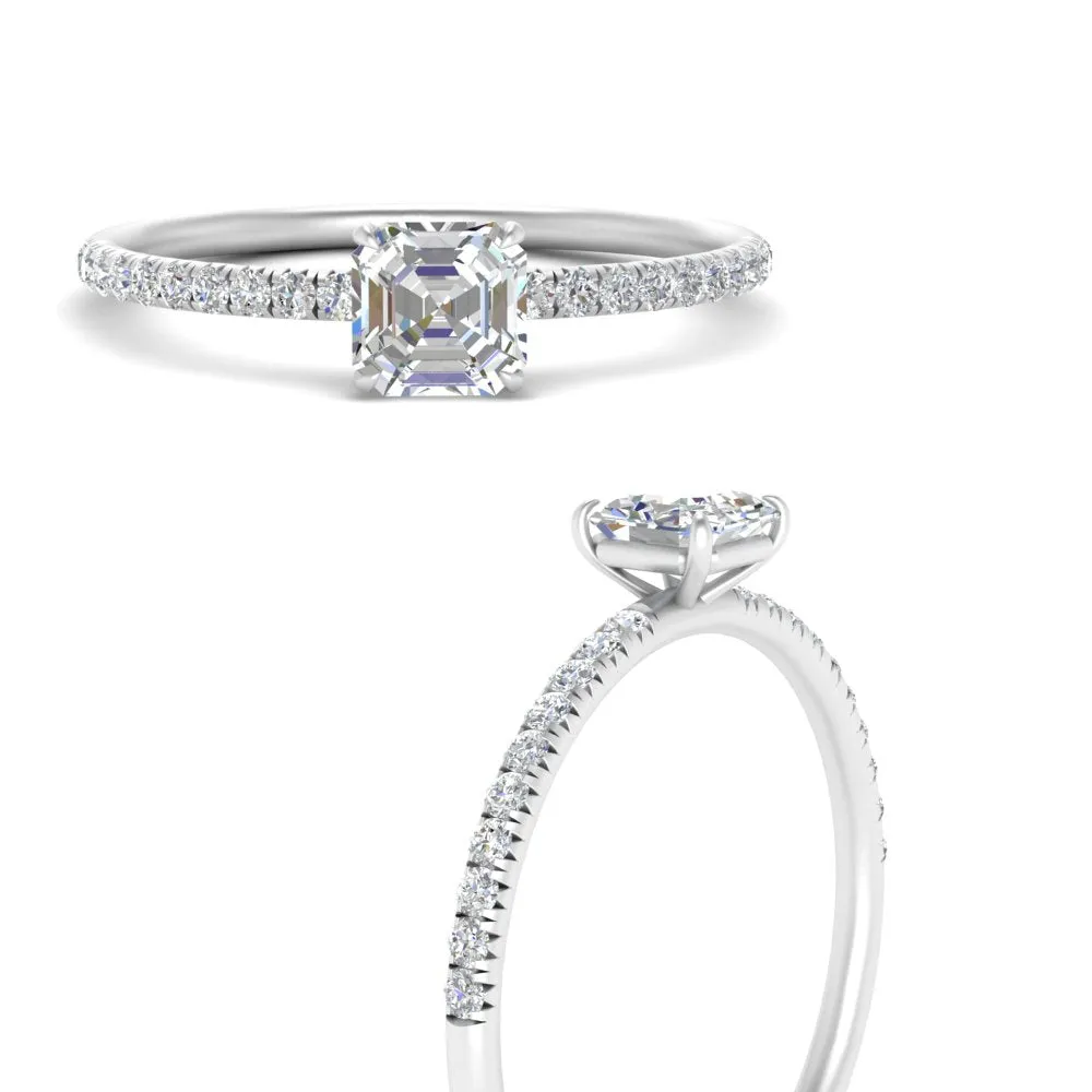 0.50- 5 Carat Lab Grown Petite Pave Engagement Ring IGI Certified 14K Gold