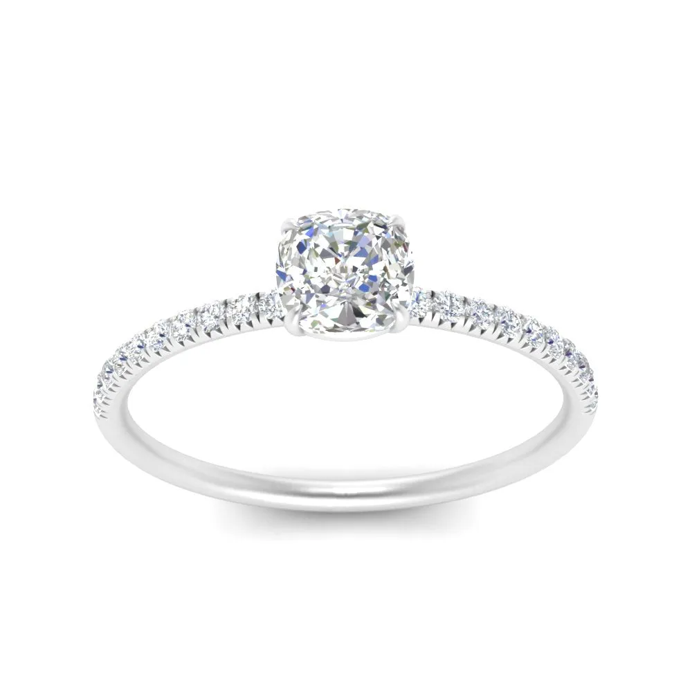 0.50- 5 Carat Lab Grown Petite Pave Engagement Ring IGI Certified 14K Gold