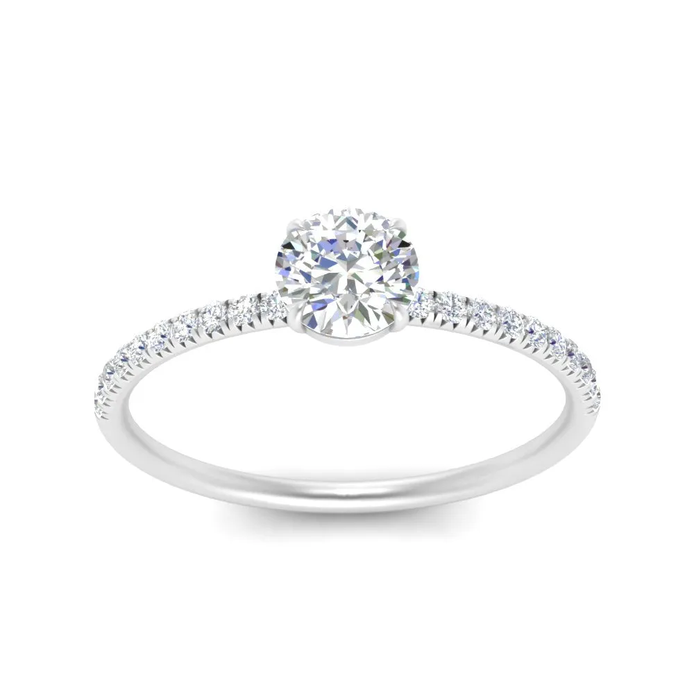 0.50- 5 Carat Lab Grown Petite Pave Engagement Ring IGI Certified 14K Gold