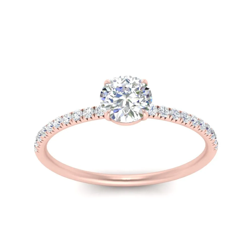 0.50- 5 Carat Lab Grown Petite Pave Engagement Ring IGI Certified 14K Gold
