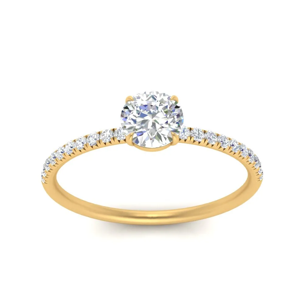0.50- 5 Carat Lab Grown Petite Pave Engagement Ring IGI Certified 14K Gold