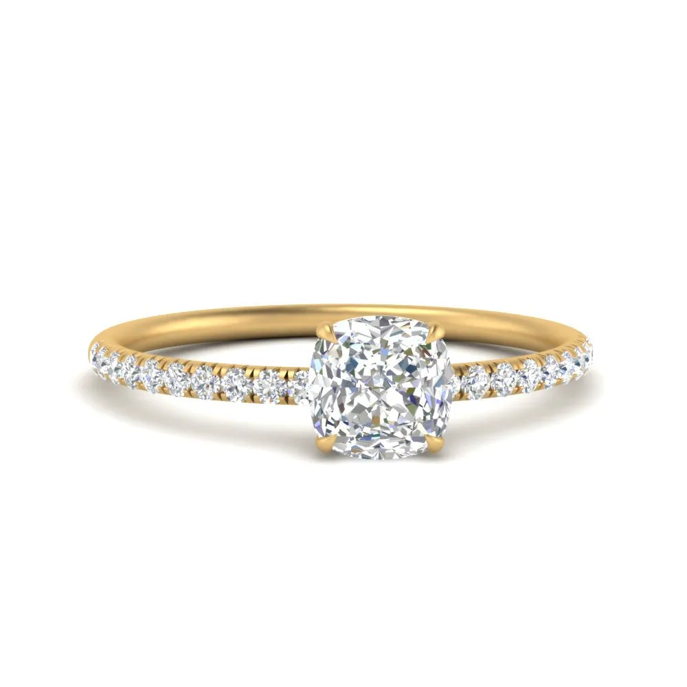 0.50- 5 Carat Lab Grown Petite Pave Engagement Ring IGI Certified 14K Gold