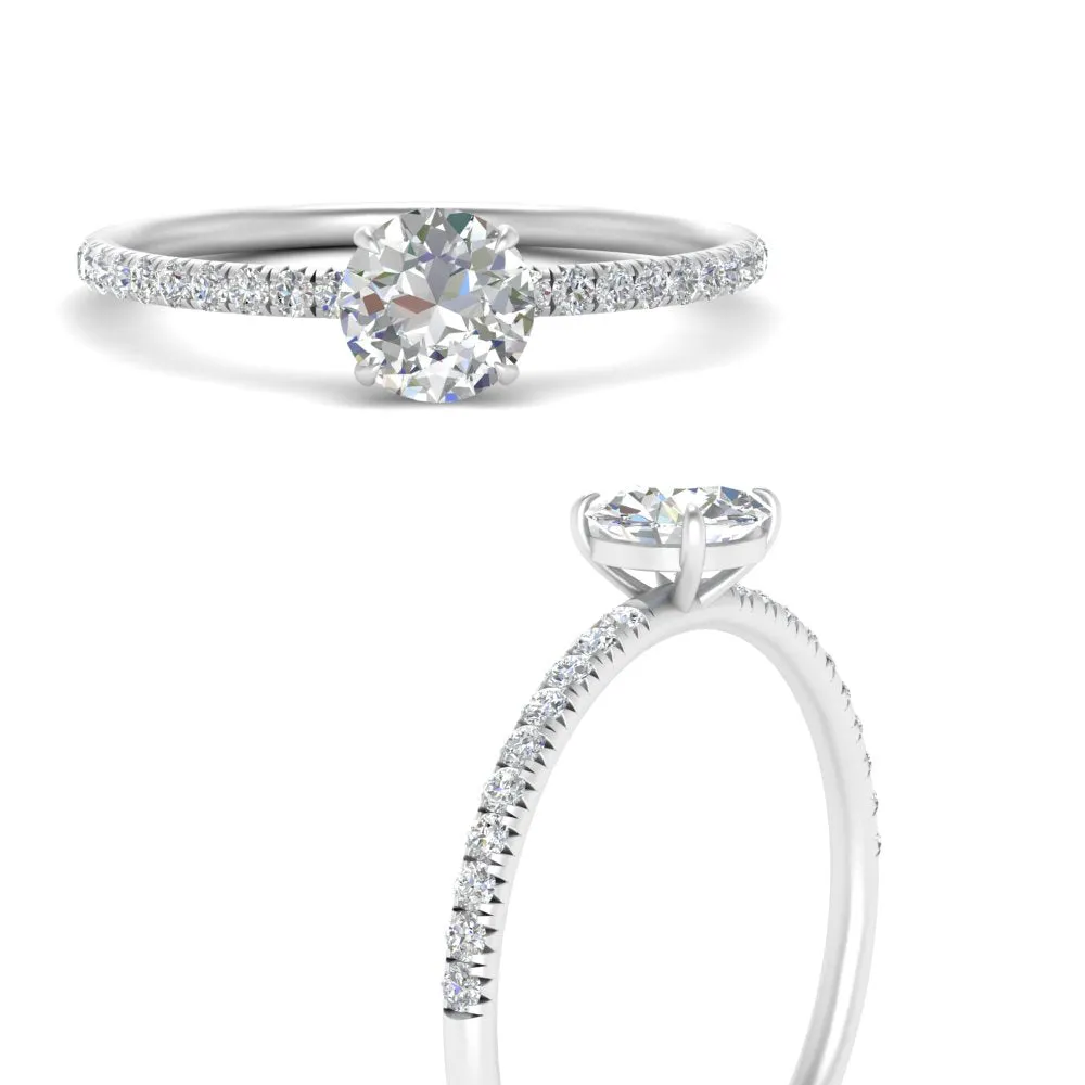 0.50- 5 Carat Lab Grown Petite Pave Engagement Ring IGI Certified 14K Gold