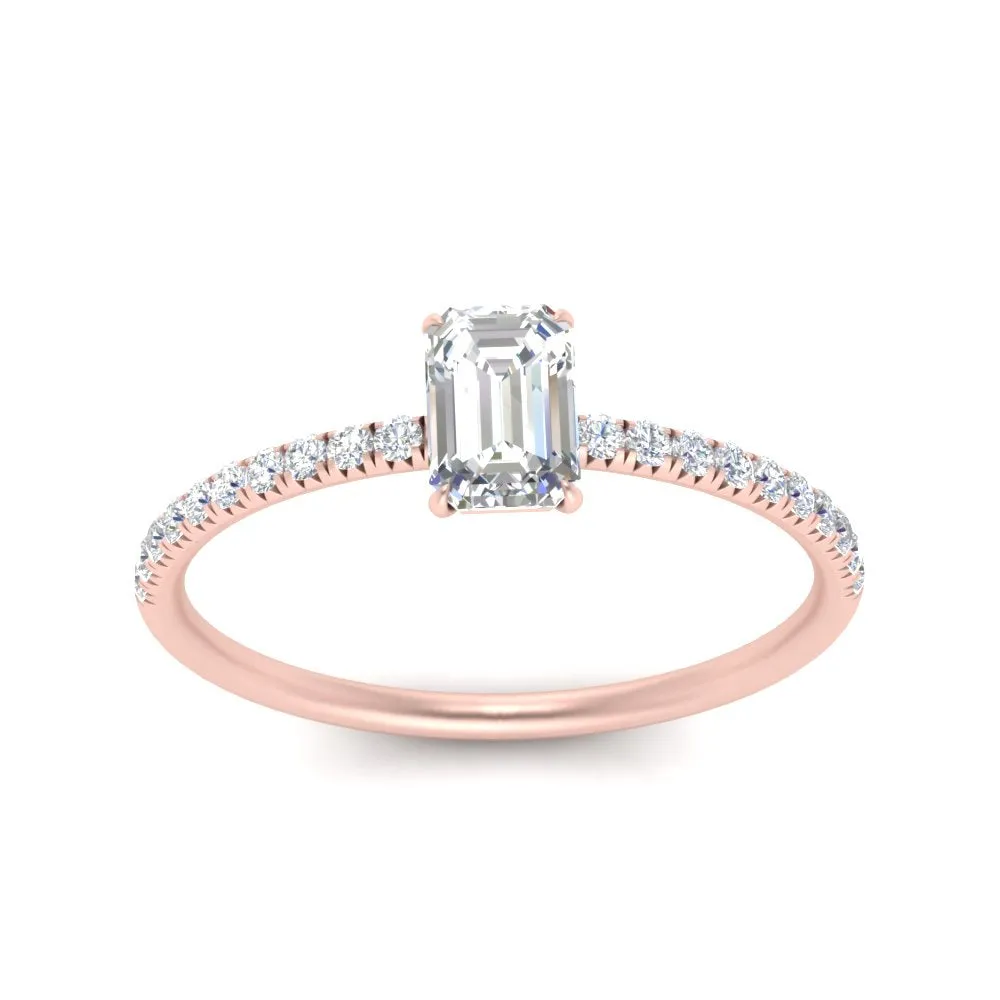 0.50- 5 Carat Lab Grown Petite Pave Engagement Ring IGI Certified 14K Gold