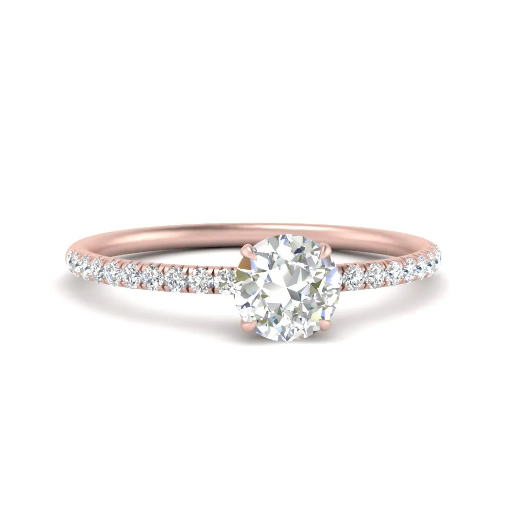 0.50- 5 Carat Lab Grown Petite Pave Engagement Ring IGI Certified 14K Gold