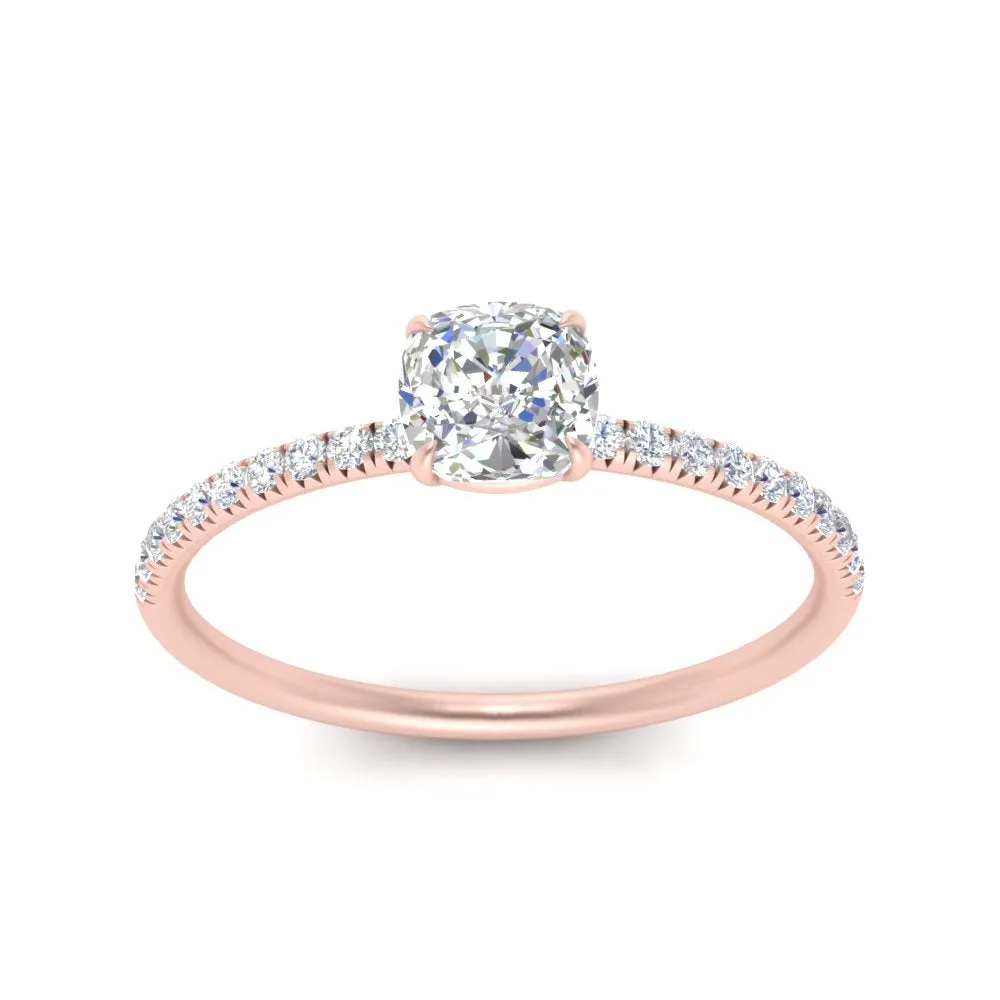 0.50- 5 Carat Lab Grown Petite Pave Engagement Ring IGI Certified 14K Gold