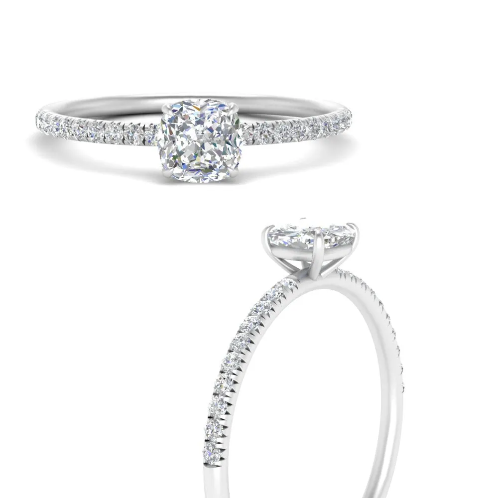 0.50- 5 Carat Lab Grown Petite Pave Engagement Ring IGI Certified 14K Gold