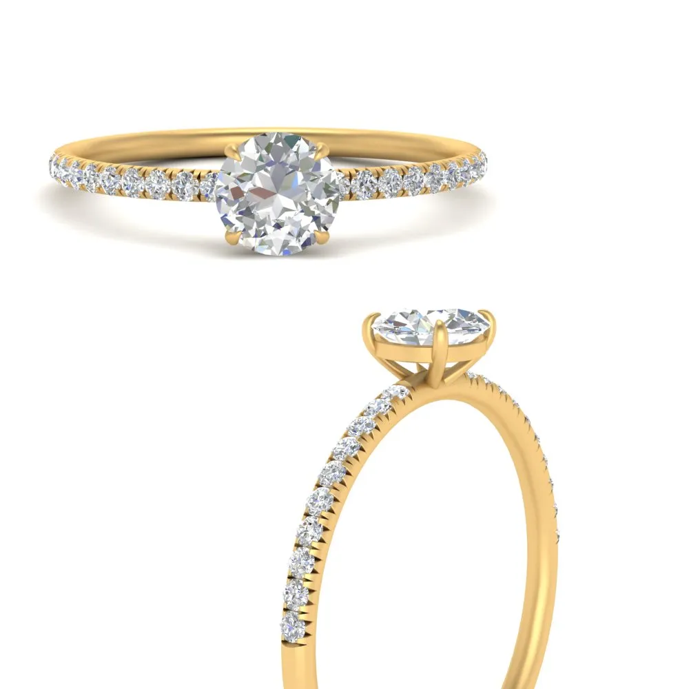 0.50- 5 Carat Lab Grown Petite Pave Engagement Ring IGI Certified 14K Gold