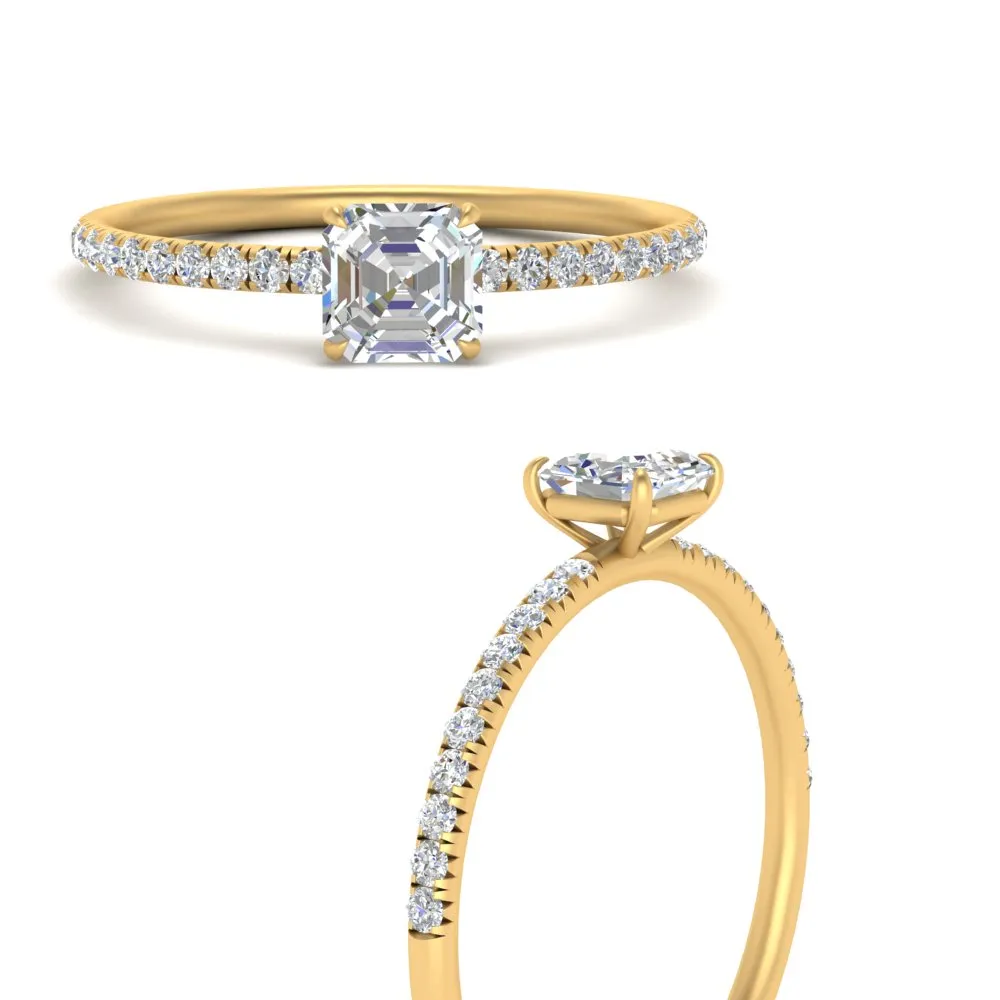 0.50- 5 Carat Lab Grown Petite Pave Engagement Ring IGI Certified 14K Gold