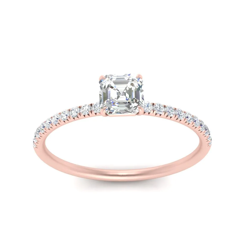 0.50- 5 Carat Lab Grown Petite Pave Engagement Ring IGI Certified 14K Gold