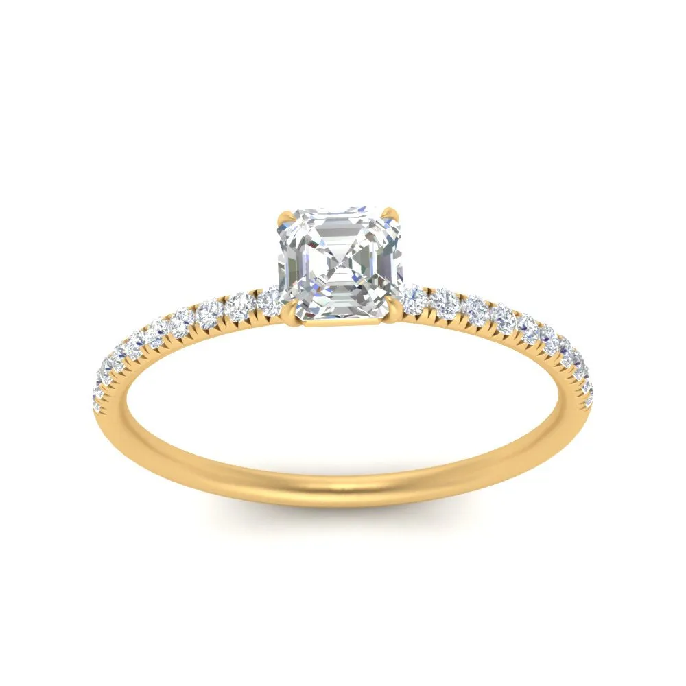 0.50- 5 Carat Lab Grown Petite Pave Engagement Ring IGI Certified 14K Gold