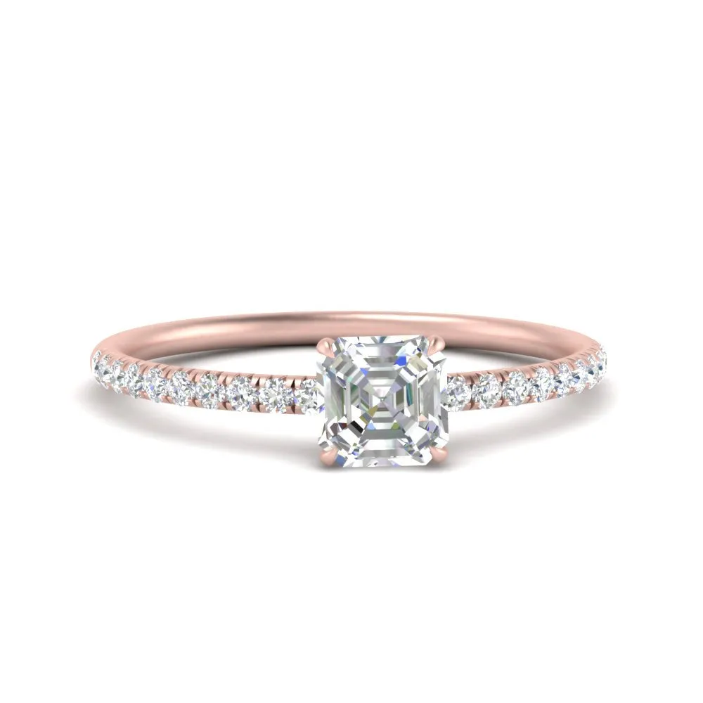 0.50- 5 Carat Lab Grown Petite Pave Engagement Ring IGI Certified 14K Gold