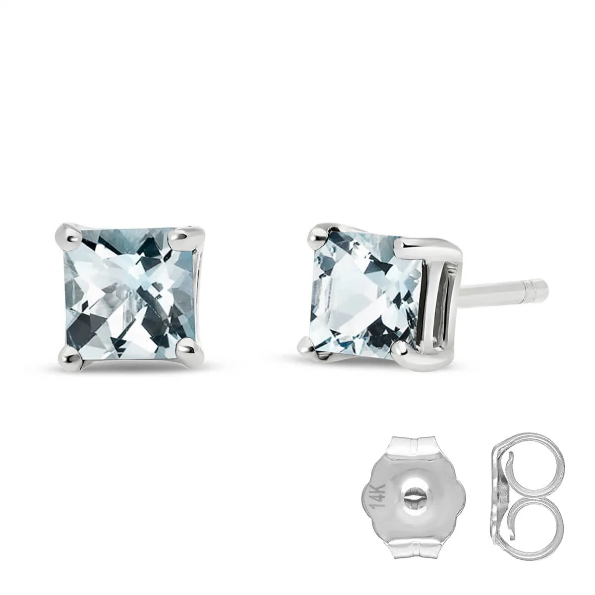 0.8 Carat 14K Solid White Gold Strange Feelings Aquamarine Earrings