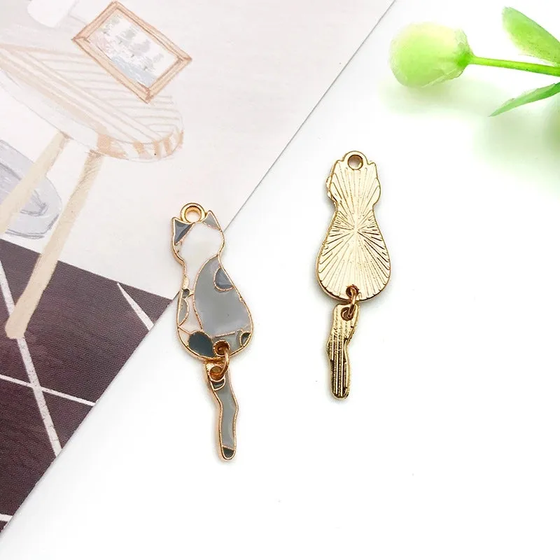1 Cute Cartoon Multi-color Kitten Drop Oil Pendant Diy Alloy Jewelry Accessories Necklace Bracelet Earrings Pendant