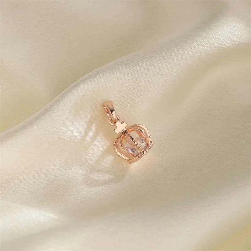 1 PCS/Package Hole 10mm  Copper Zircon 18K Gold Plated Heart Shape Snowflake Pendant