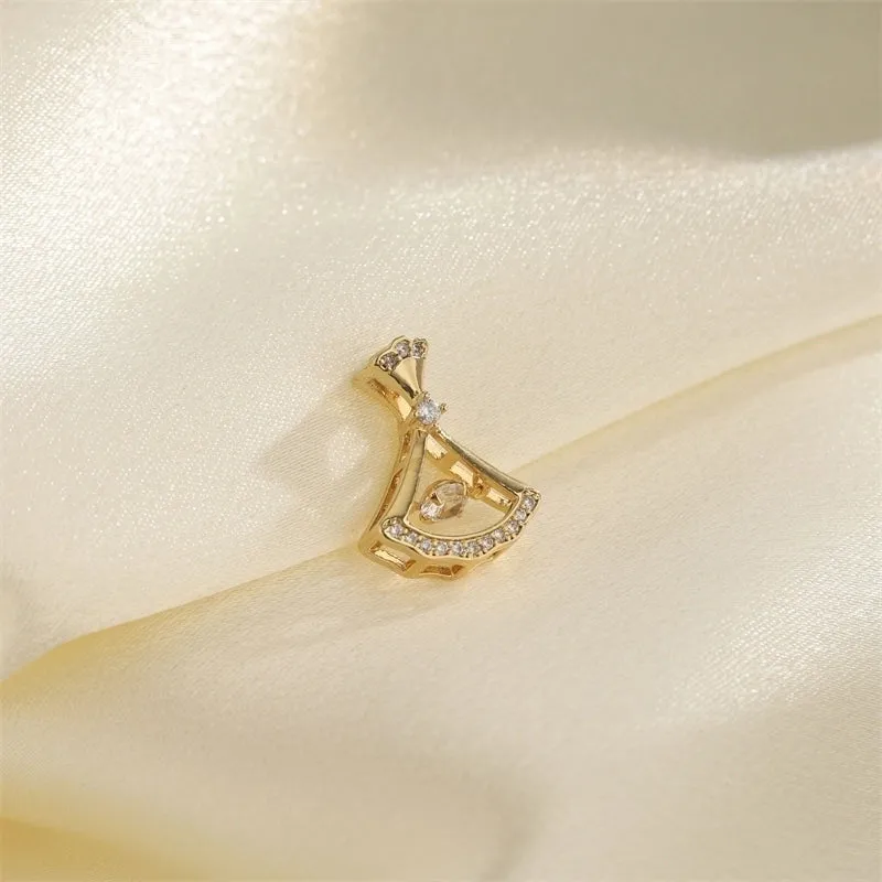 1 PCS/Package Hole 10mm  Copper Zircon 18K Gold Plated Heart Shape Snowflake Pendant