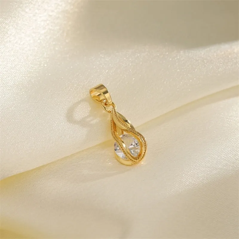 1 PCS/Package Hole 10mm  Copper Zircon 18K Gold Plated Heart Shape Snowflake Pendant