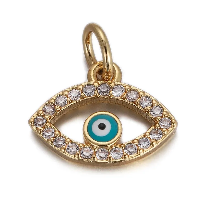 1 Piece 20*18mm 23*16mm 46 4cm Copper Gold Plated Devil's Eye Heart Shape Wings Pendant Chain