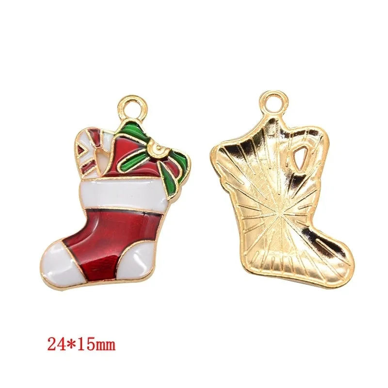 1 Piece Alloy Christmas Tree Santa Claus Christmas Socks Pendant