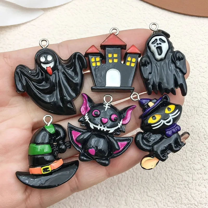 1 Piece Resin Pumpkin Hand Bat Pendant