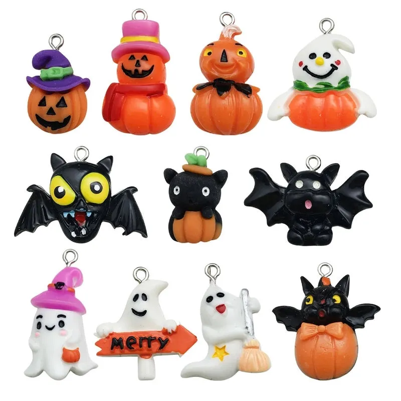1 Piece Resin Pumpkin Hand Bat Pendant