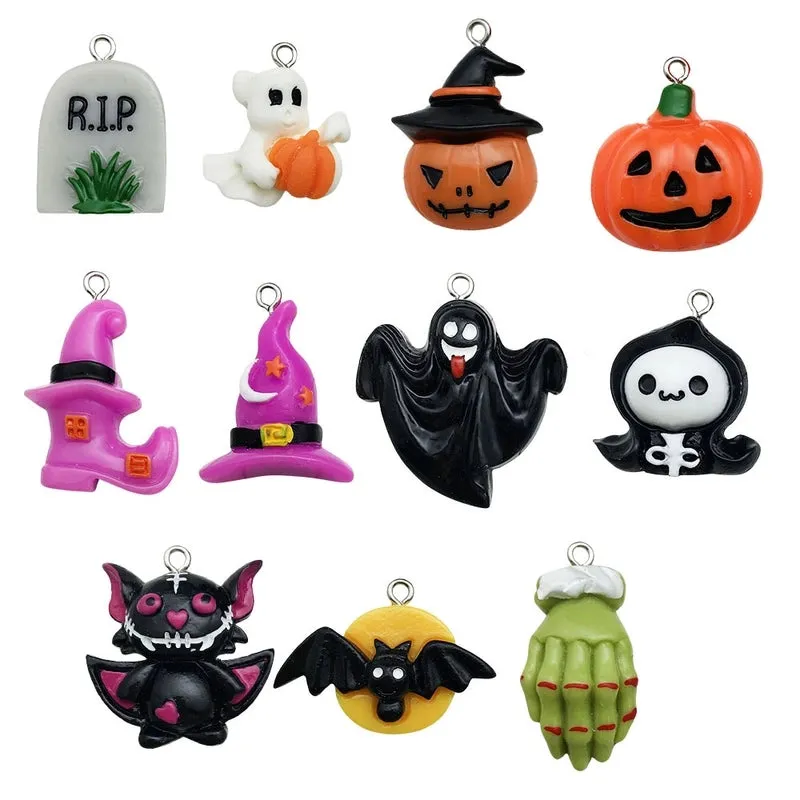 1 Piece Resin Pumpkin Hand Bat Pendant