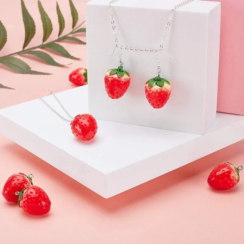 1 Piece Resin Strawberry Pendant