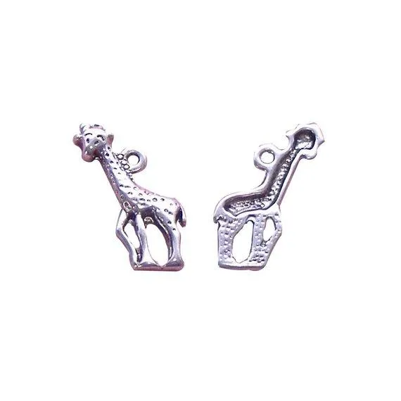 10 Pcs Tibetan Silver Giraffe Cute Wild Animal 22X10mm Charms Pendants