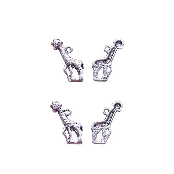 10 Pcs Tibetan Silver Giraffe Cute Wild Animal 22X10mm Charms Pendants