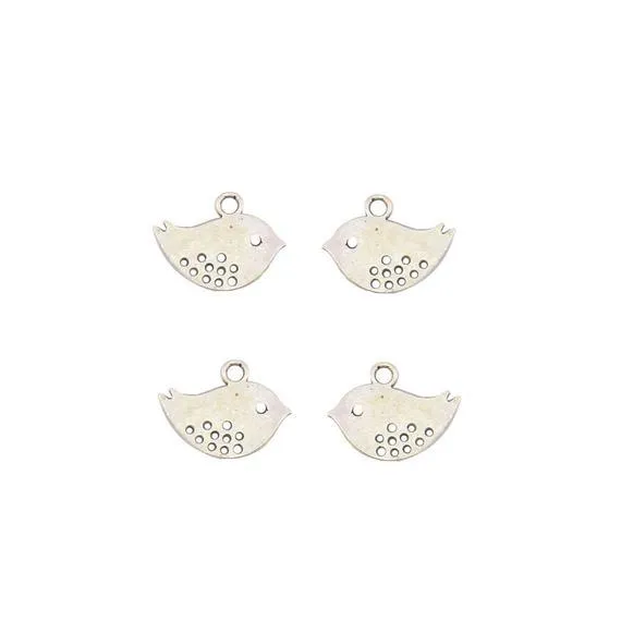 10 Pcs Tibetan Silver Tweet Bird Cute 14mm x 16mm Charms Pendants
