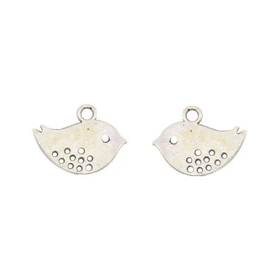 10 Pcs Tibetan Silver Tweet Bird Cute 14mm x 16mm Charms Pendants