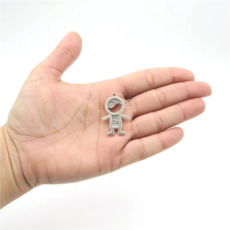 10pcs Small cute girl daughter pendants antique silver zamak jewelry finding D-3-59,D-3-60