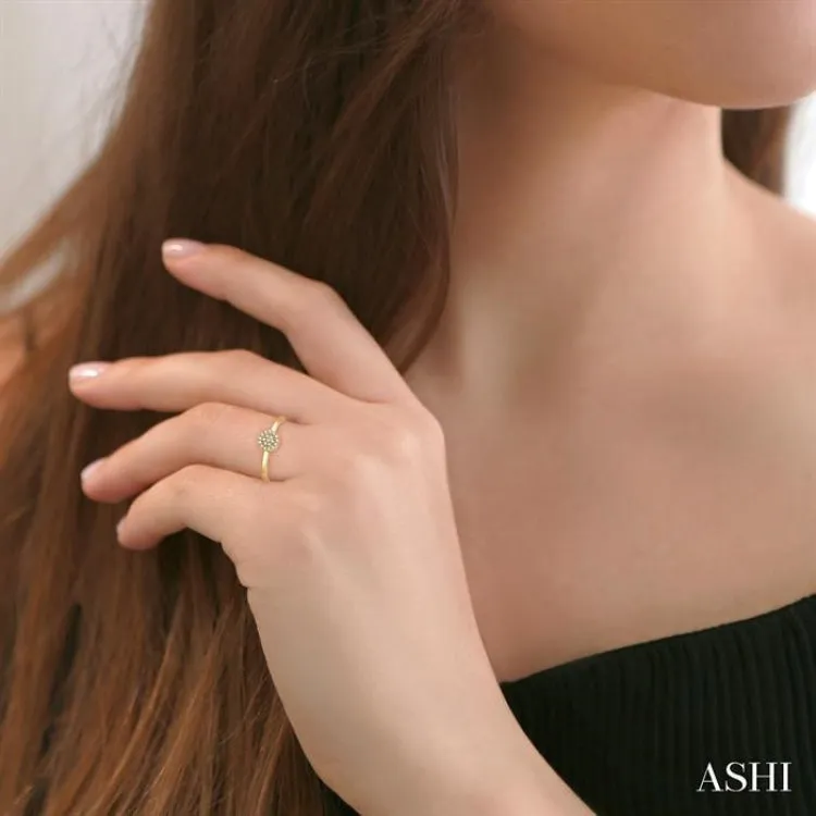 1/10 ctw Disc Shape Center Round Cut Diamond Petite Fashion Ring in 10K Yellow Gold