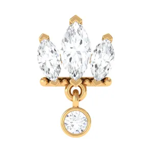 1/4 CT Marquise Moissanite Stud Drop Earring for Helix Piercing