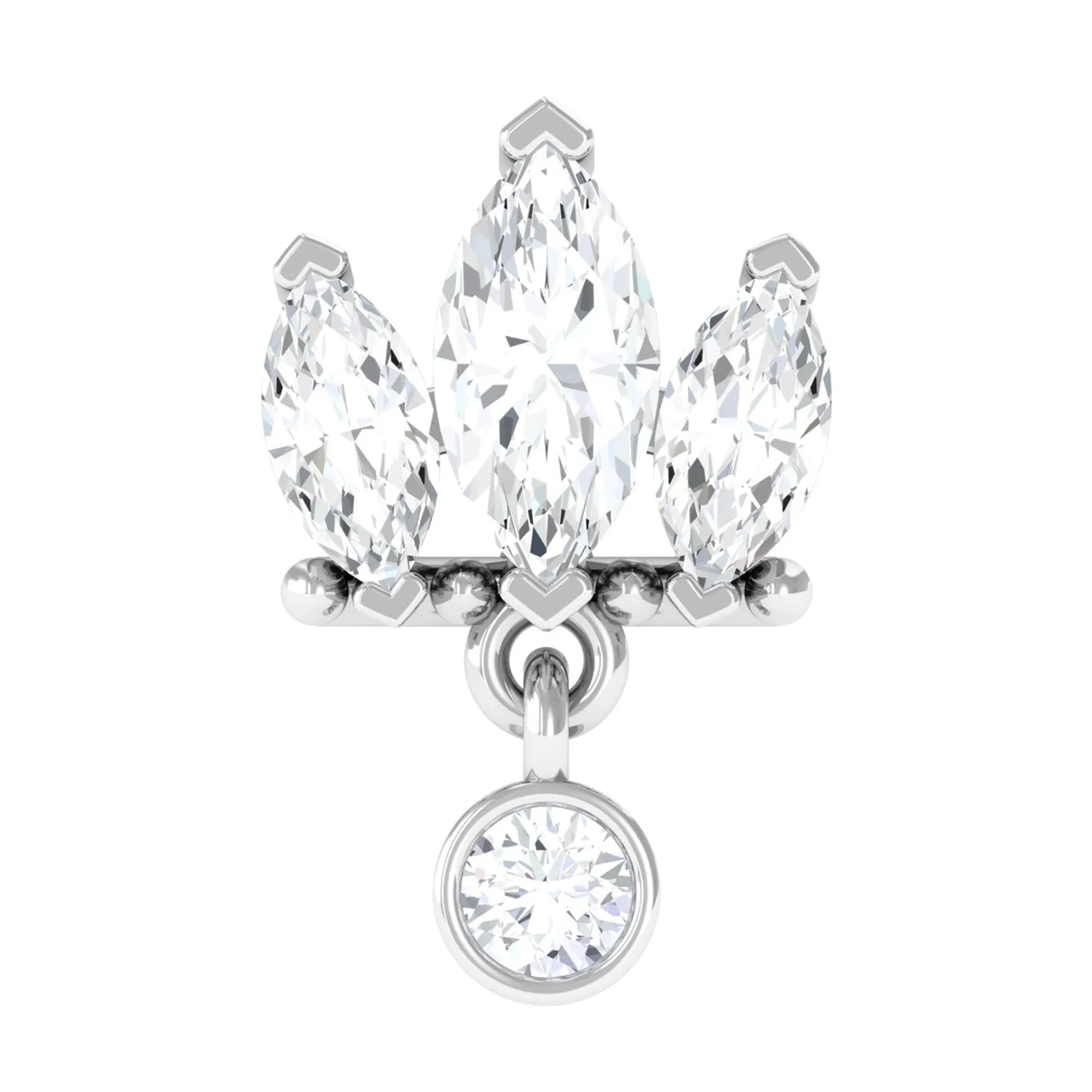 1/4 CT Marquise Moissanite Stud Drop Earring for Helix Piercing
