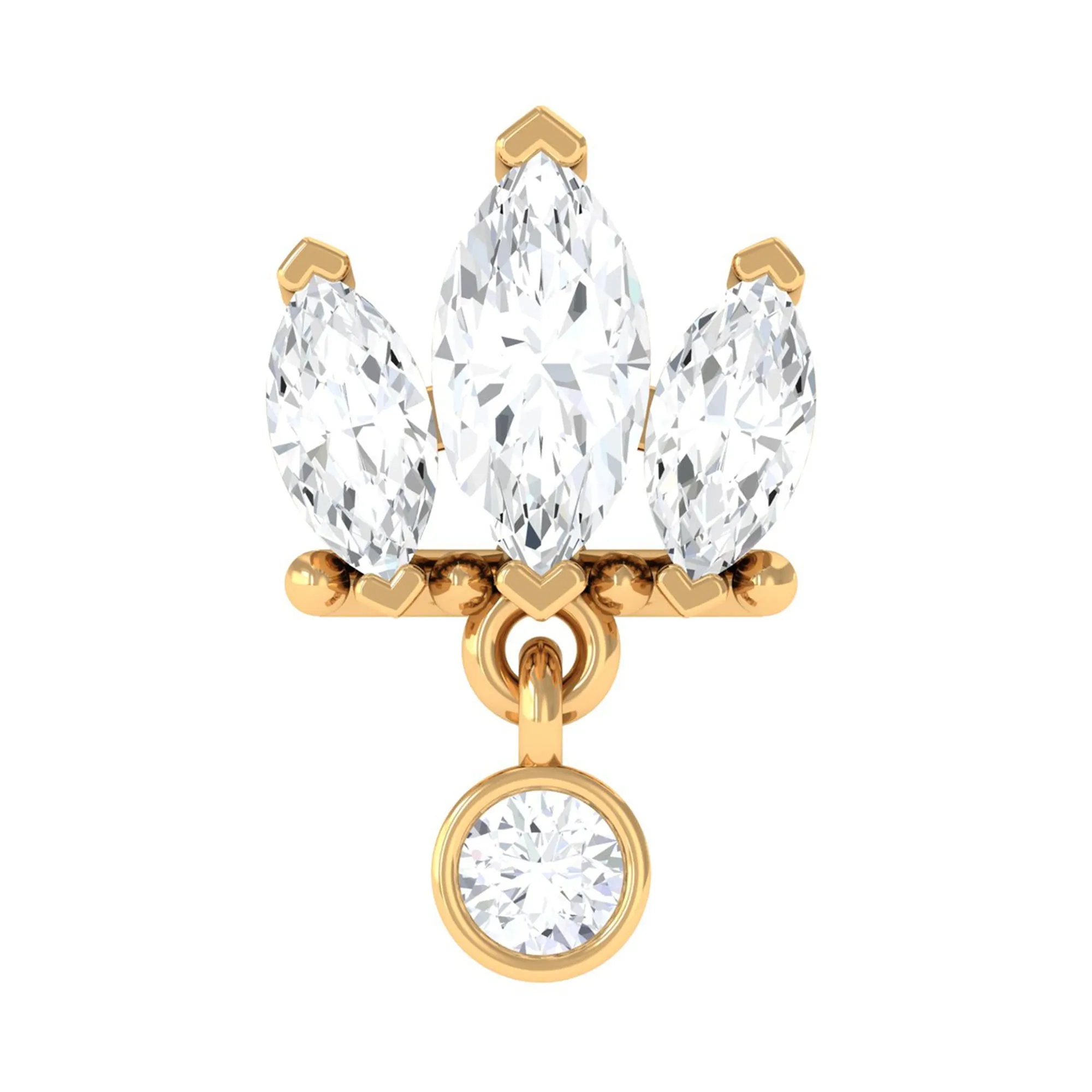 1/4 CT Marquise Moissanite Stud Drop Earring for Helix Piercing