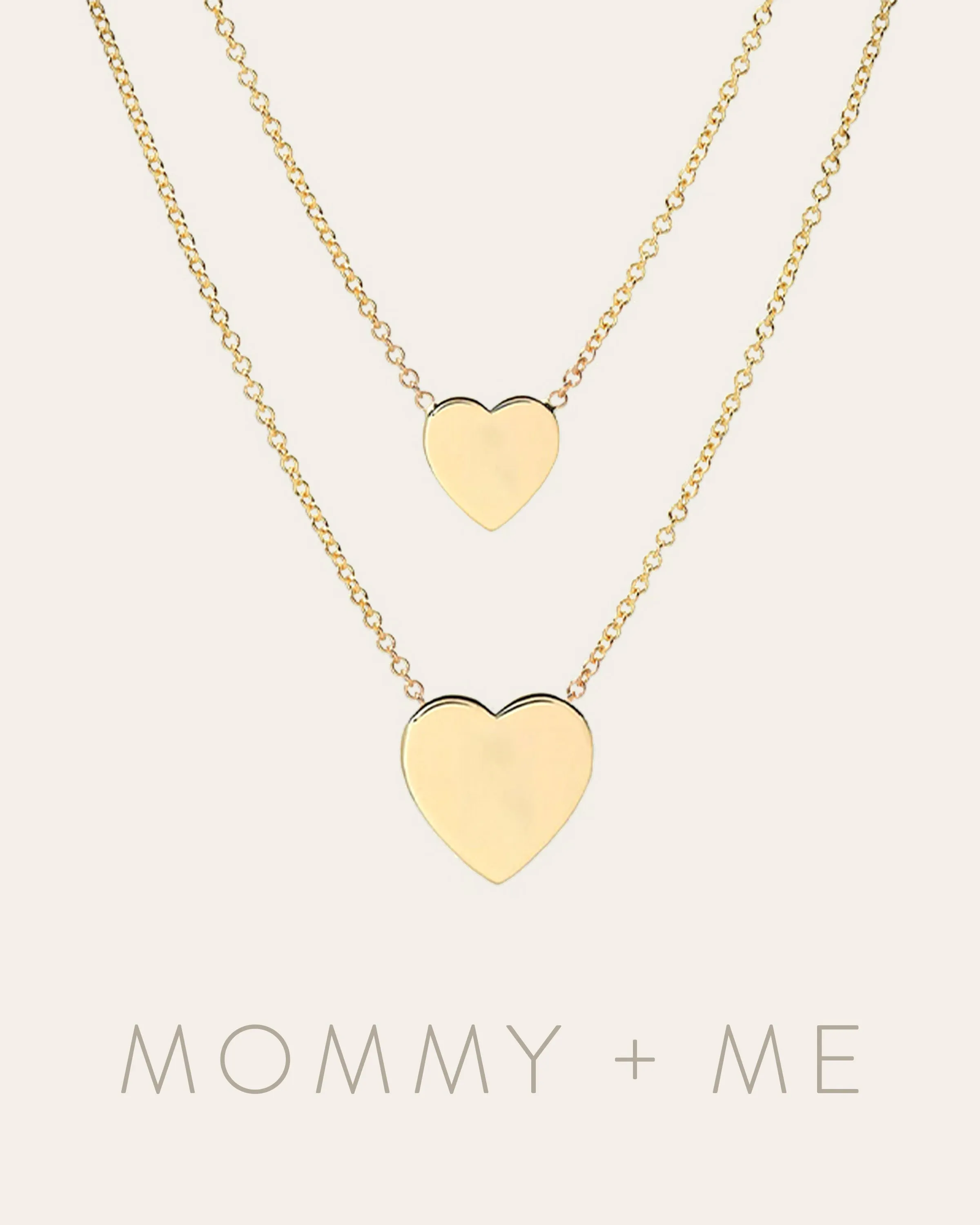 14K Gold Heart Necklaces - Mommy   Me