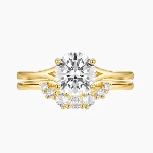 14K Gold Plated Curved Round Promise Ring