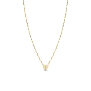14k Midi Bitty Pavé Diamond Line Heart Necklace