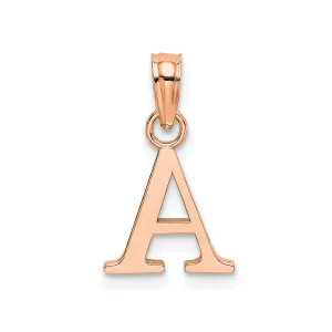 14K Rose Gold Polished Block Font Initial Letter Pendants, 13x10mm