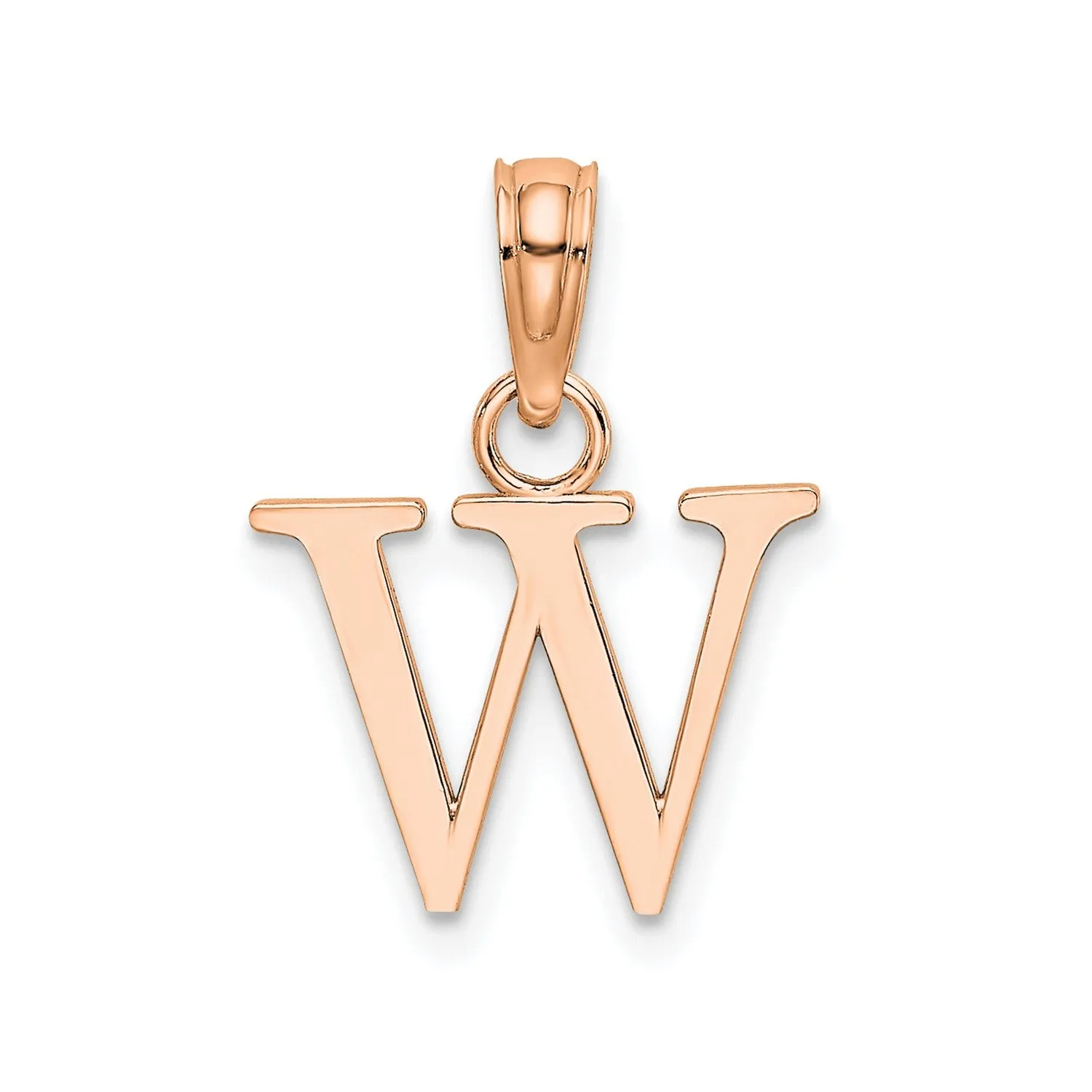 14K Rose Gold Polished Block Font Initial Letter Pendants, 13x10mm