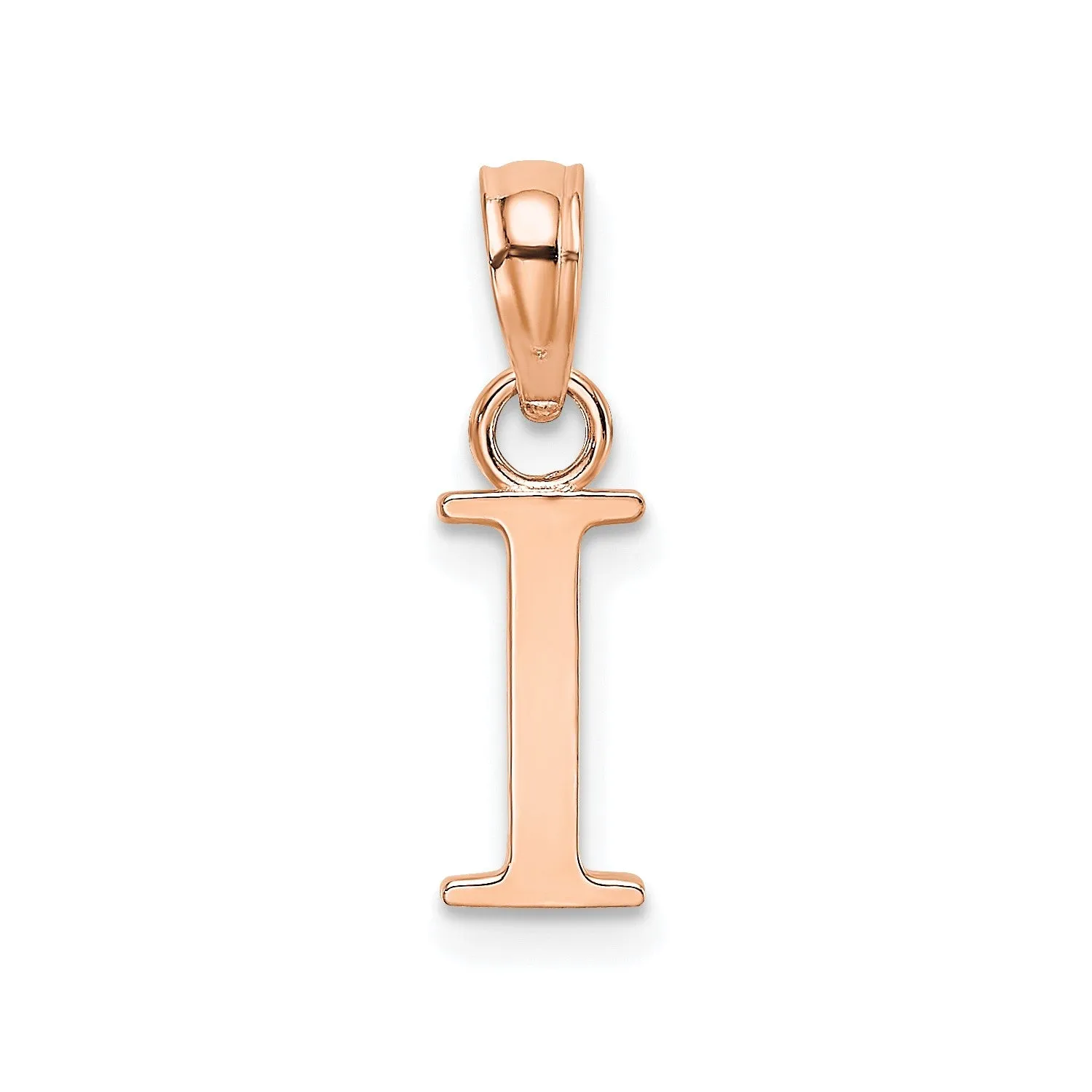 14K Rose Gold Polished Block Font Initial Letter Pendants, 13x10mm