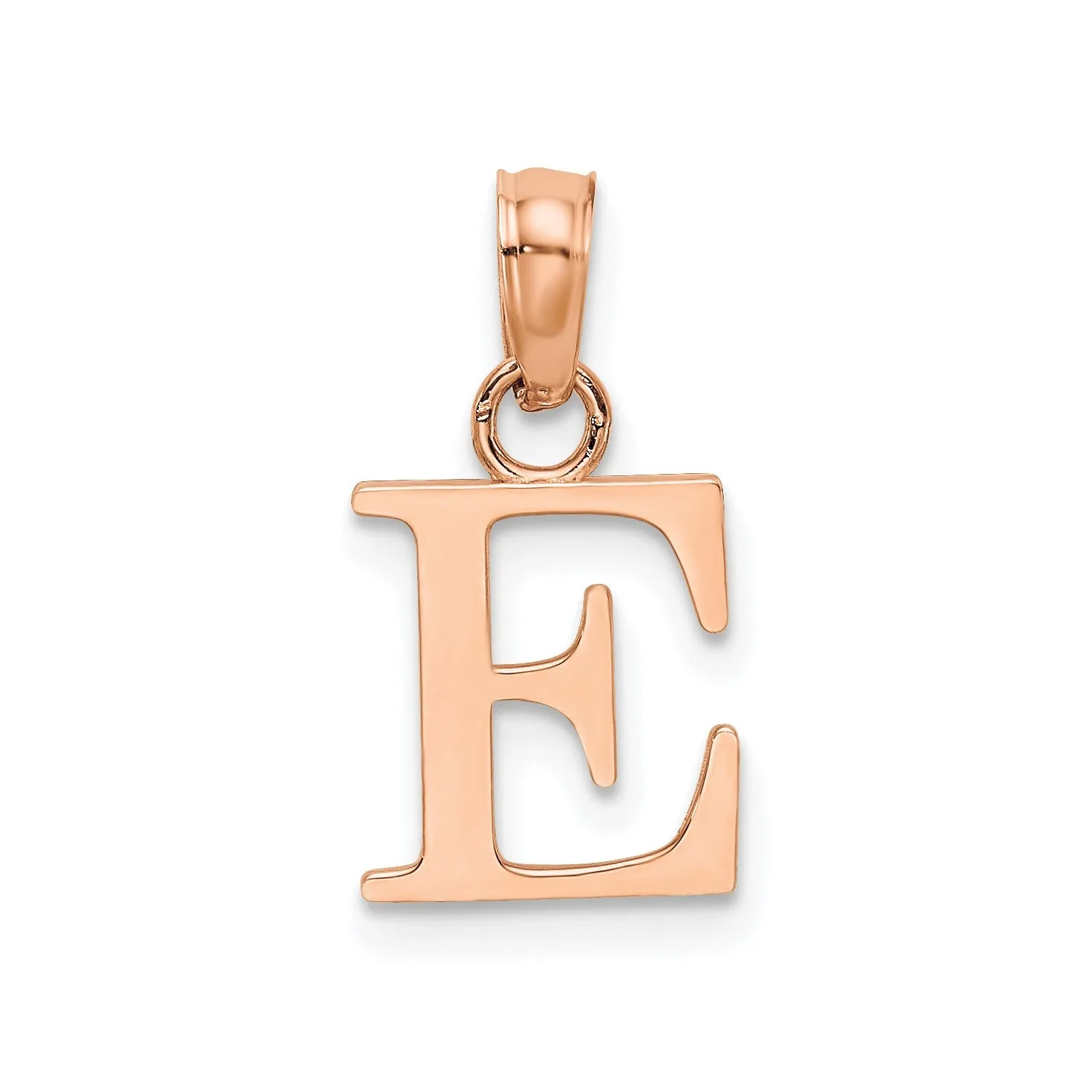 14K Rose Gold Polished Block Font Initial Letter Pendants, 13x10mm