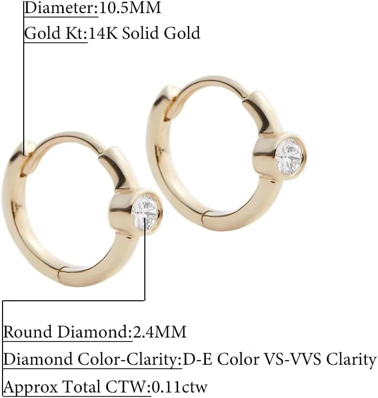 14k Solid Gold Diamond Earrings Series,DEF VS~VVS, No fading, No allergies, Non gold-plating,Lab grown Diamond
