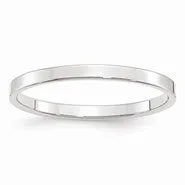 14k White Gold 2mm Lightweight Flat Wedding Band Ring