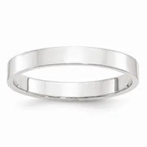 14k White Gold 3mm Lightweight Flat Wedding Band Ring