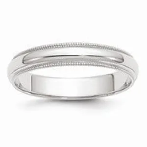 14k White Gold 4mm Milgrain Wedding Band Ring