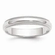 14k White Gold 4mm Milgrain Wedding Band Ring